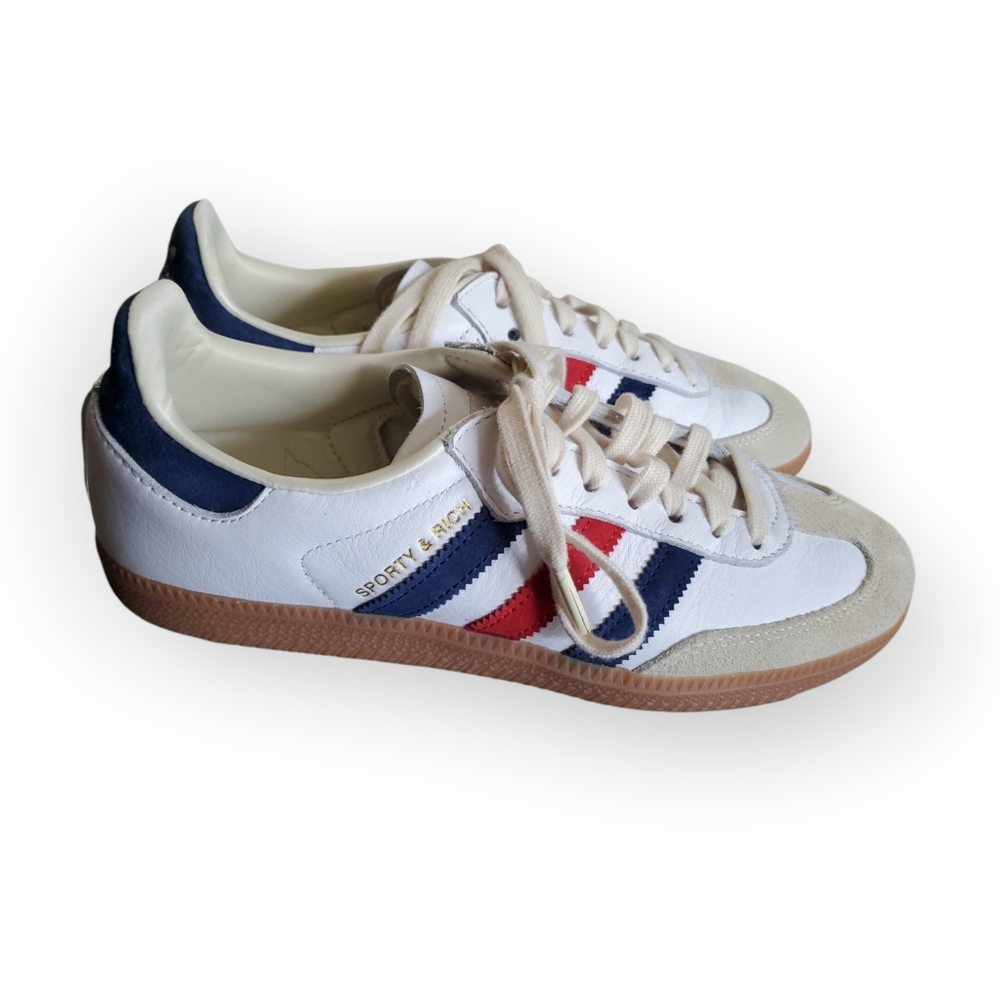 Sporty & Rich x Samba OG 'USA' Blue Red White Cream Suede Mens 7.5 NO INSOLES - Picture 2 of 6